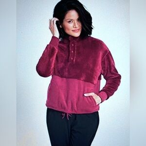 Women’s Maroon Sherpa Pullover Sweatshirt